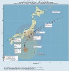 Typhoon No. 25 (Dujuan): the Japan Meteorological Agency track issued at 00:45 JST on Sunday