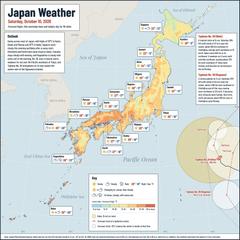 Japan weather map, Saturday, October 10, 2026