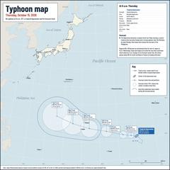 The tropical depression near the Marshall Islands at 6 a.m. on Thursday and its forecast track