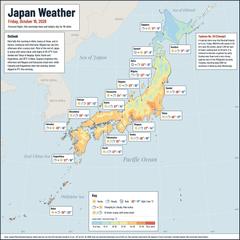 Japan weather map, Friday, October 16, 2026