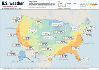 United States weather map, Friday, October 16, 2026
