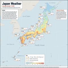 Japan weather map, Saturday, October 17, 2026