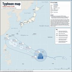 Typhoon No. 30, Champi, at 3 a.m. on Sunday and its forecast track