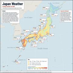 Japan weather map, Sunday, October 18, 2026