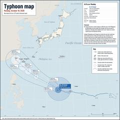Typhoon No. 30, Champi, at 9 a.m. on Monday and its forecast track