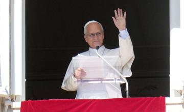 Pope Leo XIV at the window above St Peter's Square
