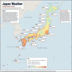 Japan weather map, Monday, October 19, 2026