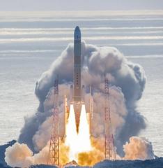 An H3 rocket lifts off from the Tanegashima Space Center in Kagoshima Prefecture