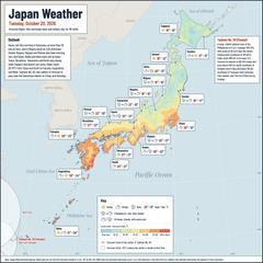 Japan weather map, Tuesday, October 20, 2026