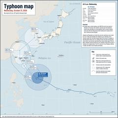 Typhoon No. 30, Champi, at 6 a.m. on Wednesday and its forecast track