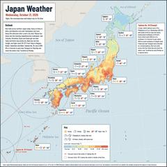 Japan weather map, Wednesday, October 21, 2026