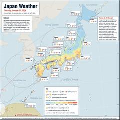 Japan weather map, Thursday, October 22, 2026
