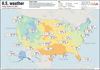 United States weather map, Friday, October 23, 2026